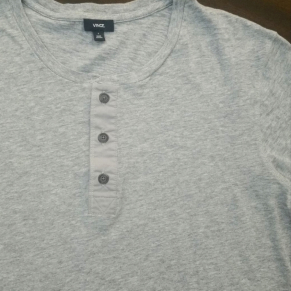 Vince Grey Henley Shirt Size Small